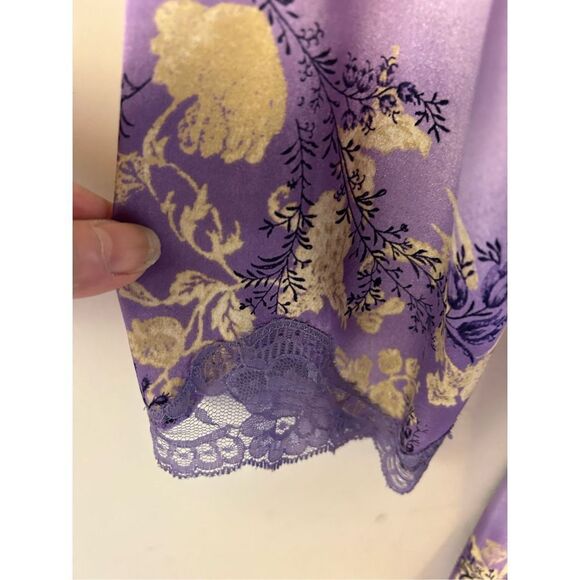 Delicates belt robe medium m purple gold lace sleeves - Picture 2 of 7